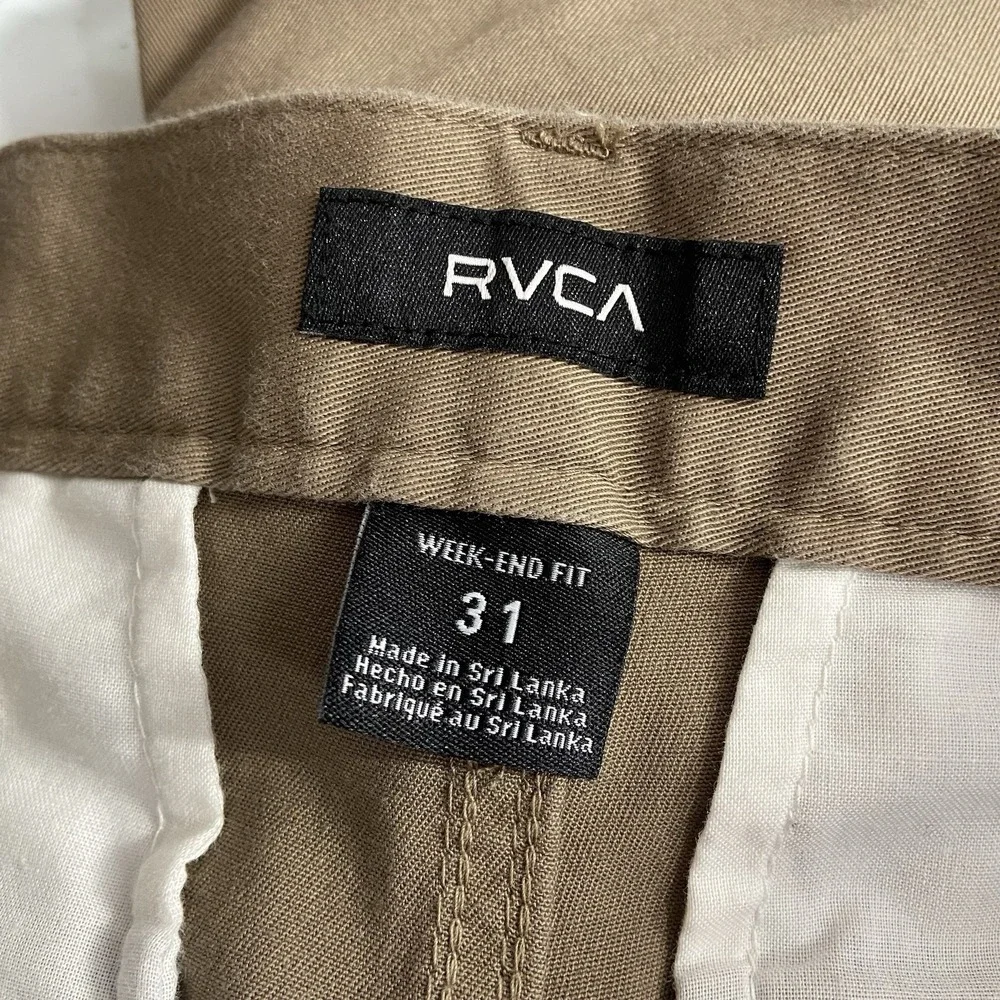 RVCA Pants men's 31x31 Chino Week-End Fit Classic Brown Flat Front Stretch Skate